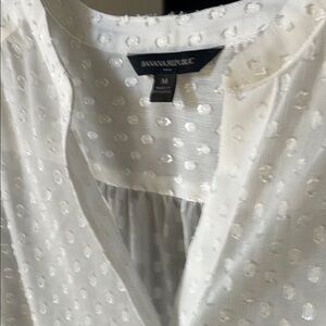 Banana Republic White Mandarin Collar Blouse